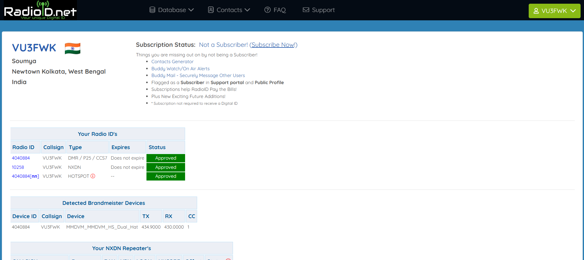 RadioID.net Registration Page