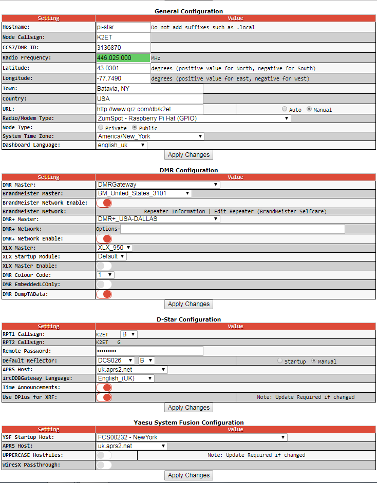 Pi-Star DMR Settings